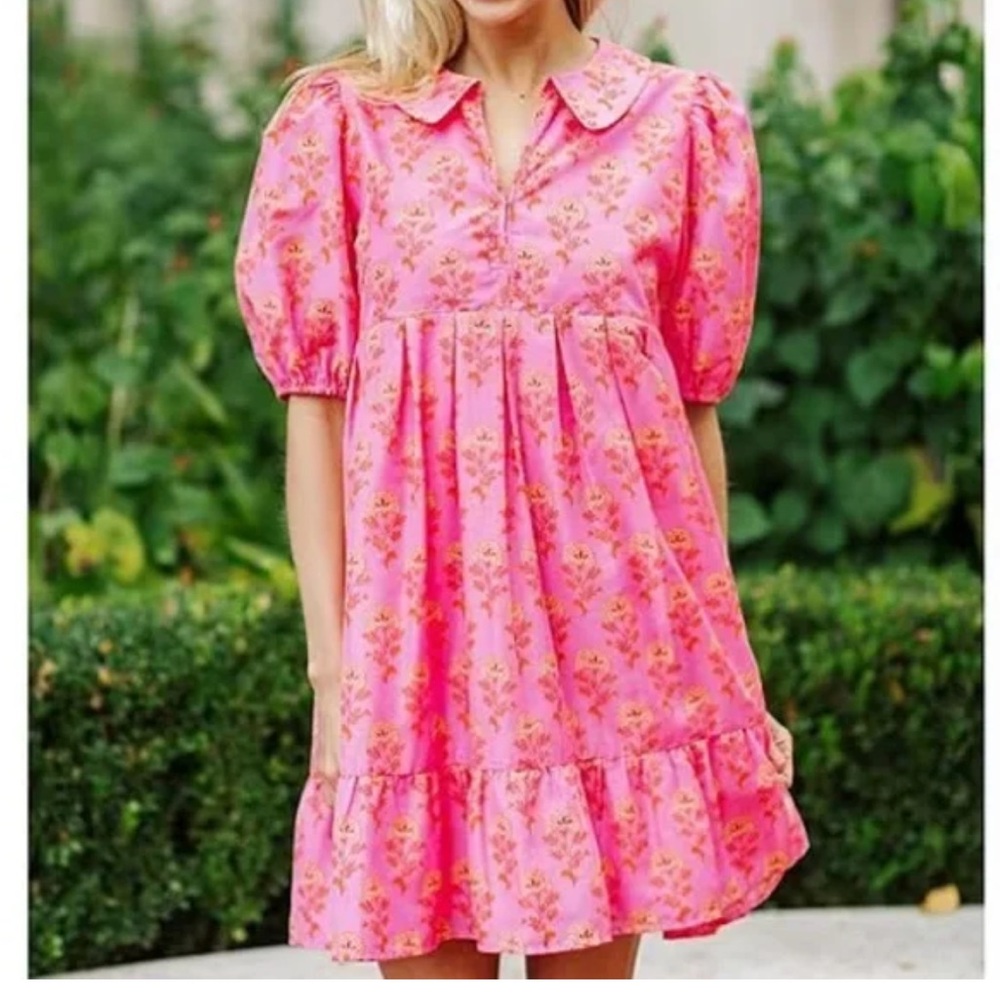 NWT J.Marie Ella Ann Split Peter Pan Collar Short Puffed Sleeve Tiered Dress XL